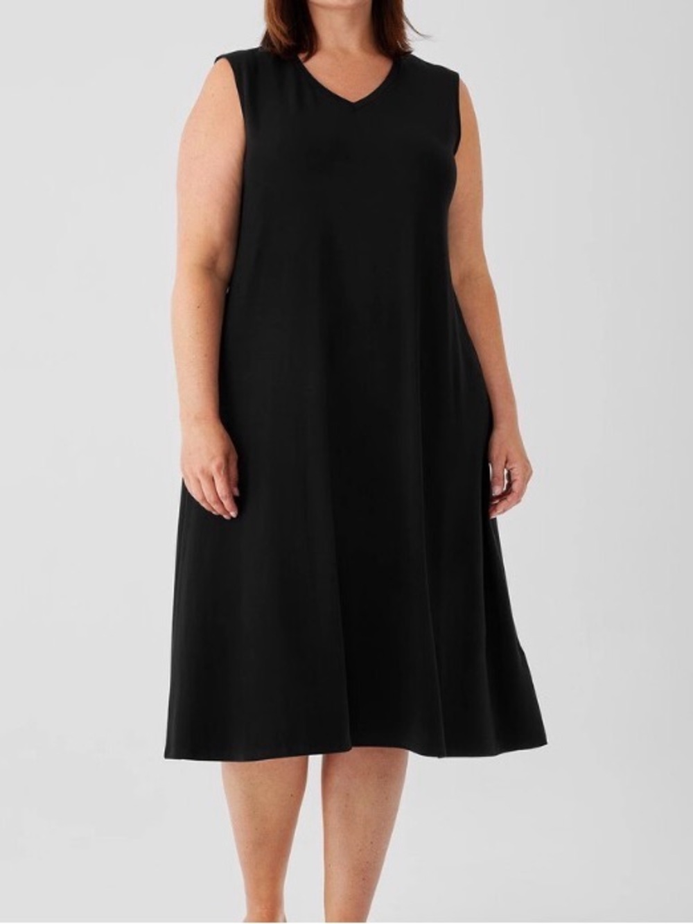 EILEEN FISHER Black VNeck Dress Stretch Jersey